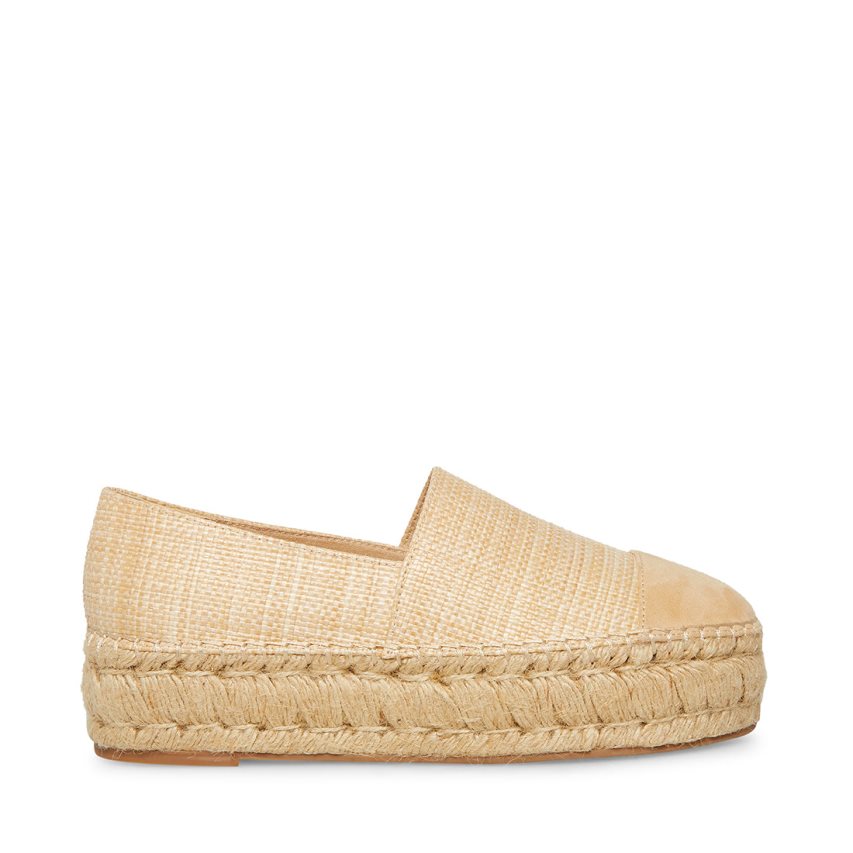 Beige Steve Madden Kitt Natural Raffia Women\'s Platform Shoes | PH 0613QGK